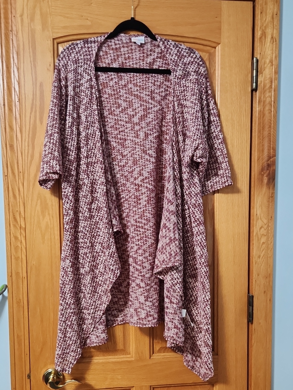 LuLaRoe Open-Front Short-Sleeve Cardigan - Mauve Pink Mix